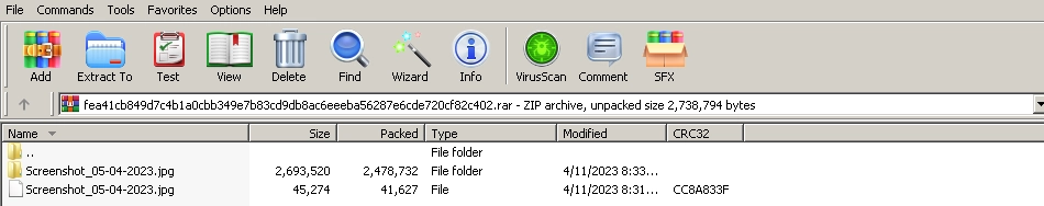 محتوای فایل zip آلوده