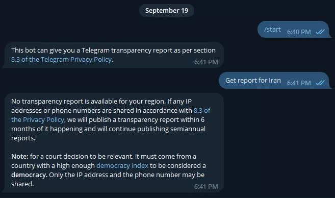 اصل شفافیت تلگرام
