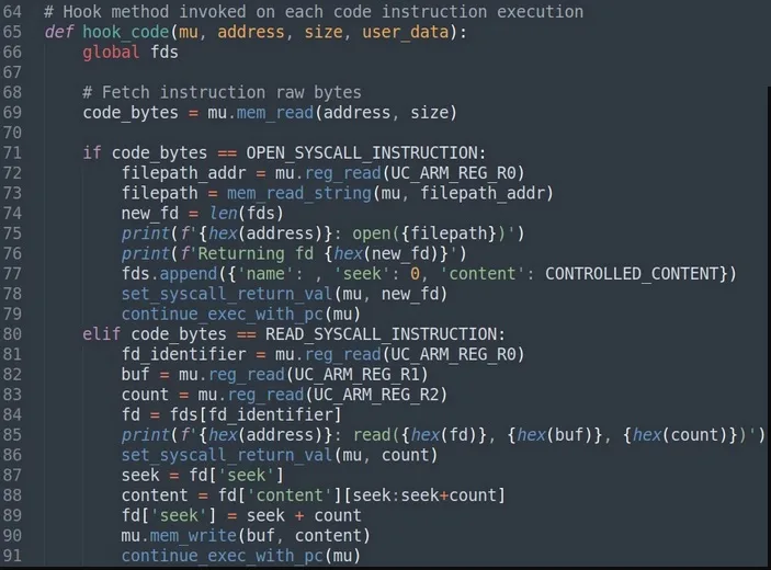 کدهای پایتونی open, read, syscall implementations