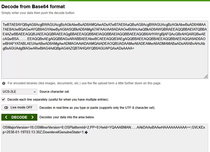 GenuineTicket.xml decode