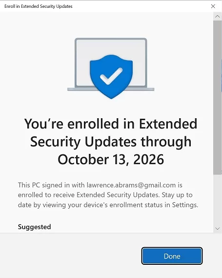 نحوه ی ثبت نام در برنامه ی esu ویندوز 10